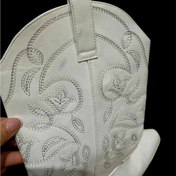 IUV brand white western cowboy boots for women mid calf size 8 - Picture 12 of 13